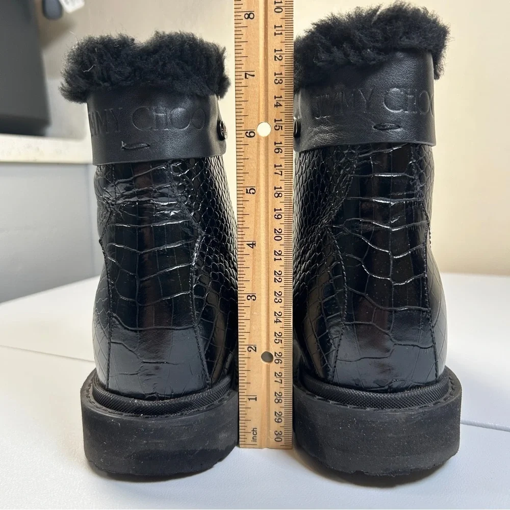 Jimmy Choo Voyager lI Heated Tech Snow Boots Black Croc-Embossed Leather